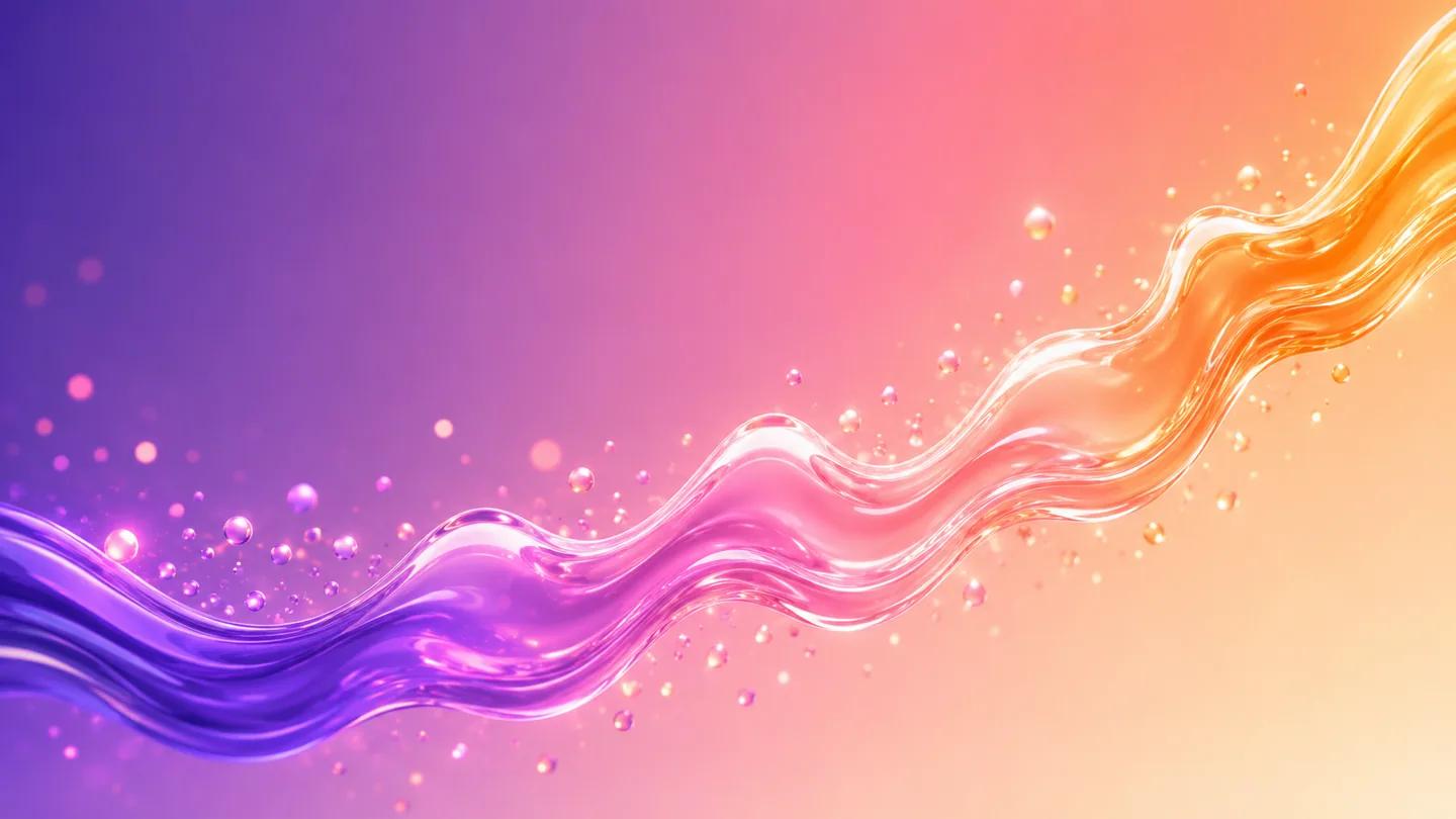 Instagram-gradient liquid ribbon flowing across the frame