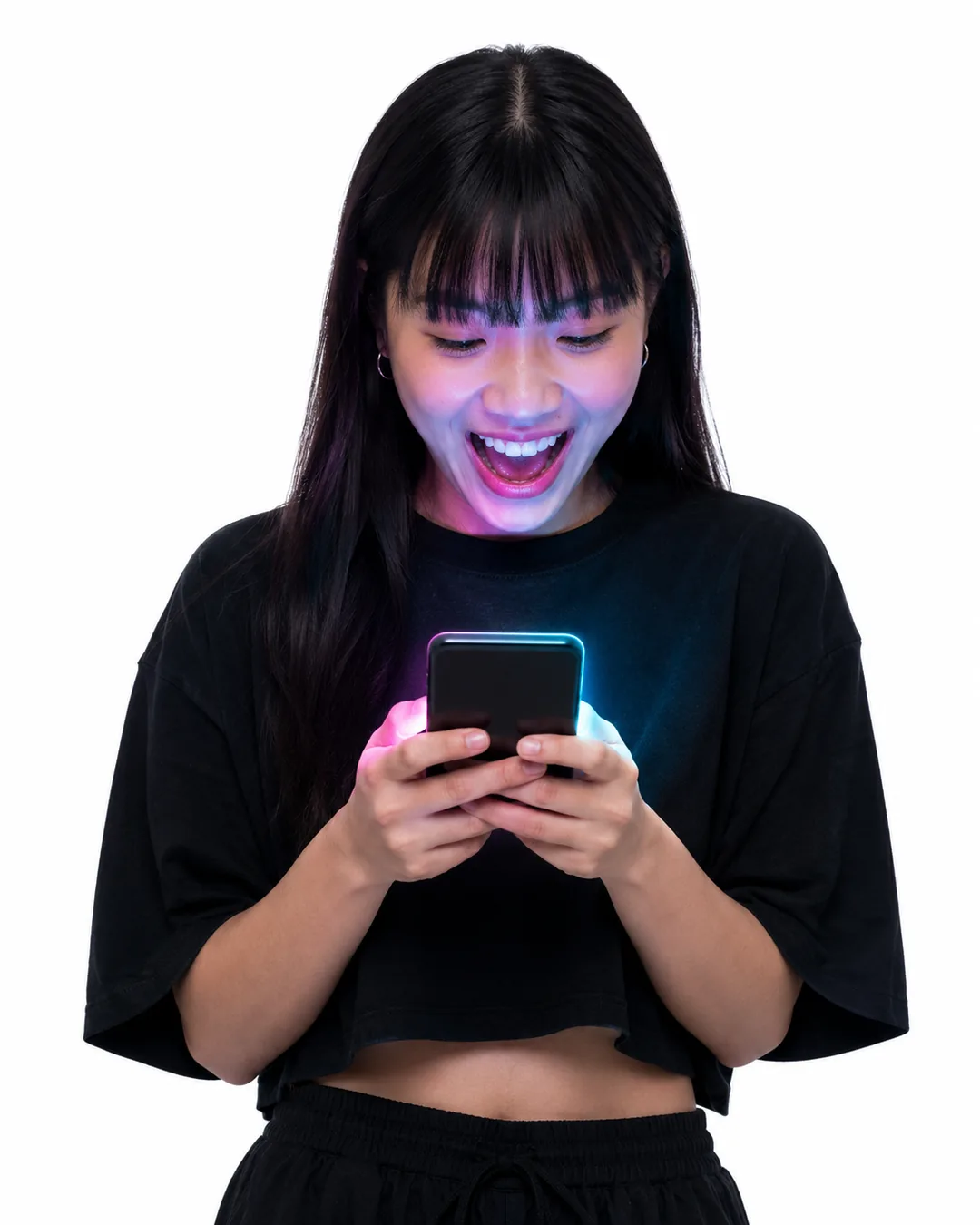 Excited TikTok creator reacting to growth on their phone